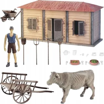 ostatní stavebnice VELKÁ SADA FARMA DOMEČEK ZEMĚDĚLCE ZEMĚDĚLEC KRAVA ZEMĚDĚLSKÉ NÁŘADÍ KOLEČKO AKCE