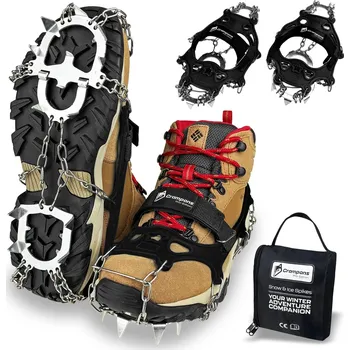 Cyklistické návleky PROTISKLUZOVÉ TURISTICKÉ NÁVLEKY NA OBUV ŘETĚZY HROTY TREKINGOVÉ POUZDRO - 41-43 CRAMPONS PRO+