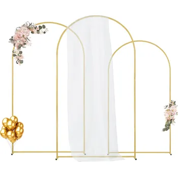 Svatební dekorace Vevor Stojan na svatební oblouk 3-dílný kovový zlatý, s kufříkem a příčkou