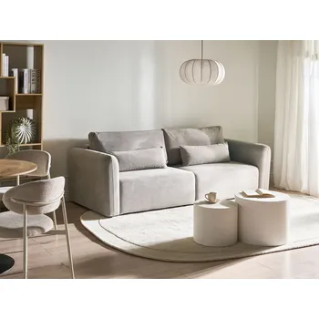 Pohovka 3místná rozkládací pohovka šedá látkové čalounění rozkládací sedačka s polštáři obývací pokoj Beliani