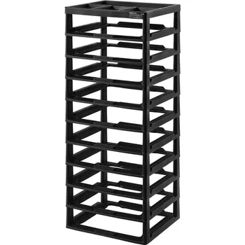 Dílna Vevor Plastový organizér 10 příček, pp, černý rám s vrchním organizérem
