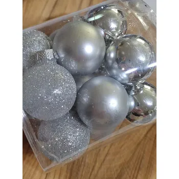 Vánoční dekorace Skleněné ozdoby / baňky 15 ks barva stříbrná