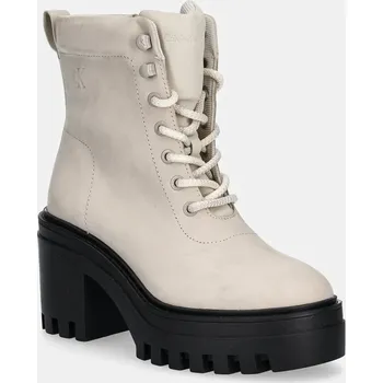 Dámské kozačky Nízké kozačky Calvin Klein Jeans CHUNKY HEELED ZIP BOOT LTH YW0YW01548 béžová 80X, EUR 41
