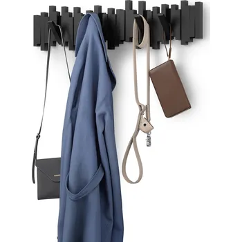 Věšák Nástěnný věšák s výklopnými háčky 8 Umbra Sticks - černý černá