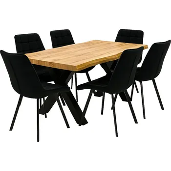 Jídelní set Vikio - Jídelní set pro 6 osob 160x90 cm dub-černá VJS116-61C
