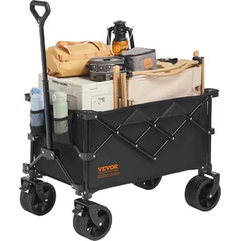 Zahradní vozík Vevor Skládací vozík 113 L, nosnost 250 lbs, terénní kola, držáky nápojů