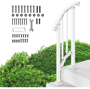 Zábradlí Vevor Madlo na vnější schody 1–2 stupně, ocelové, bílé, montážní set