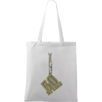 Nákupní taška 50 let na krku řetěz - Taška bavlněná - 42 x 38 cm ( Bílá )