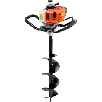 Vrták Vevor Benzínový zemní vrták 63CC 2400W s 20,3cm vrtáky a prodlužovací tyčí