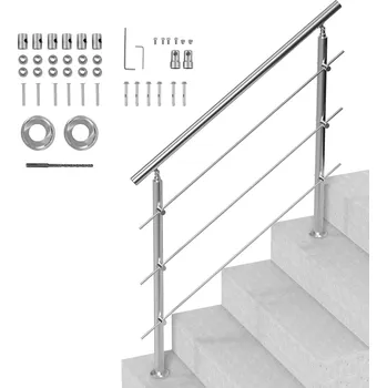 Vevor Zábradlí na vnější schody 47.2in, nerez, 3 příčky, montáž