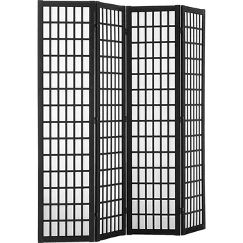 Paraván Vevor Skládací paraván 4 panely, dřevěný, japonský styl, přenosný, vnitřní