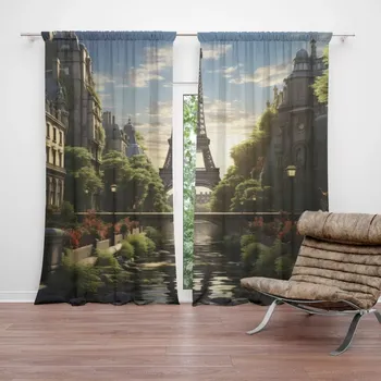 Závěs Sablio Závěs Paříž Eifellova věž Art: 2ks 140x250cm