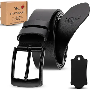 Opasek Camerazar Pánský kožený opasek ke kalhotám TRESSARI 115 cm přírodní kůže černý