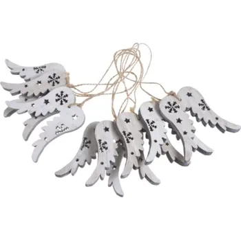 Vánoční dekorace Závěs Andělská křídla 8cm dřevo, přírodní