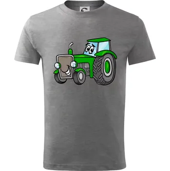 Chlapecké tričko Malý traktorista - Tričko dětské bavlněné - 98 cm / 2 roky ( Tmavě šedý melír )