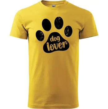 Sablio Tričko s potiskem Dog lover - žluté 5XL