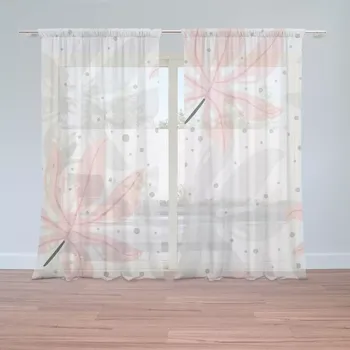Záclona Sablio Záclony Bílé a růžové listy: 2ks 150x250cm