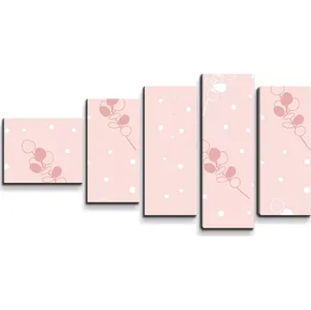 Obraz Sablio Obraz - 5-dílný Bílé a růžové květy - 100x60 cm