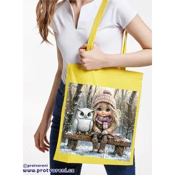 Taška s potiskem Textilní taška, HOLČIČKA SE SOVOU 3, 41x37cm, mix barev, 1 ks Vyberte si barvu ZDE:: žlutá
