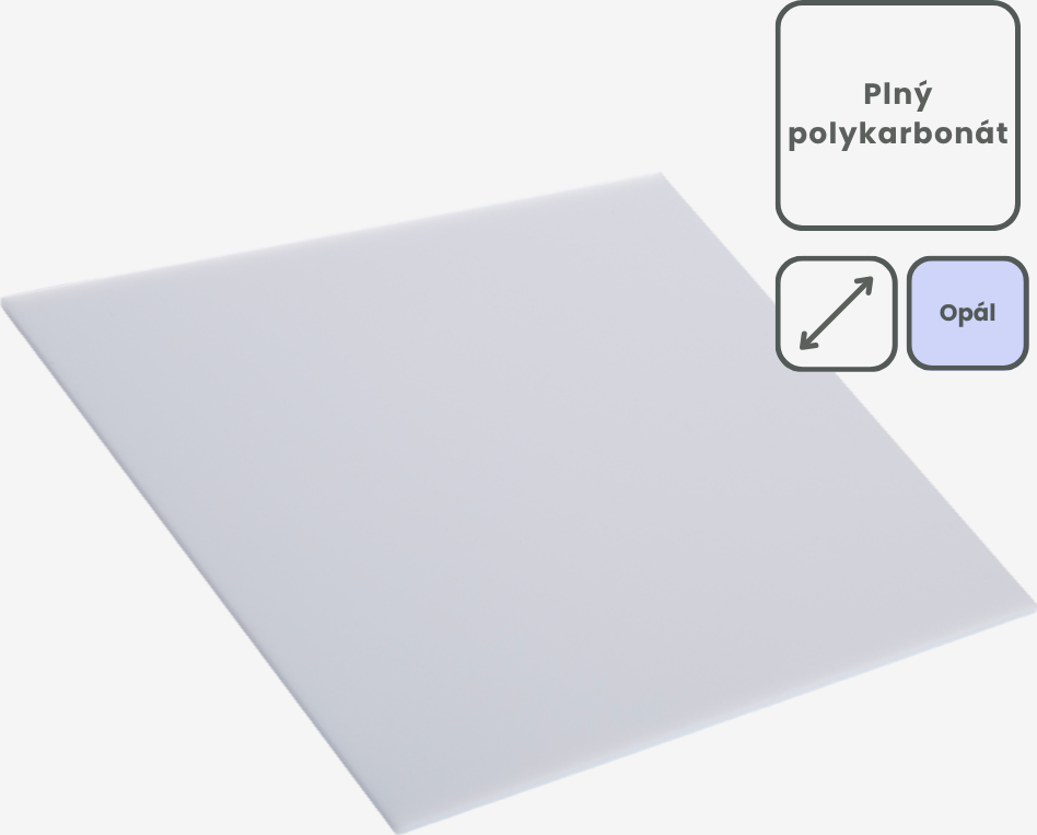 PALRAM Plný polykarbonát 8 mm opál Typizované rozměry desky: 2050x4000mm