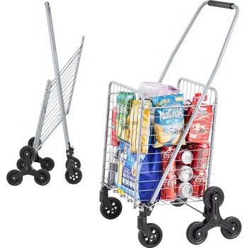 Zahradní vozík Vevor Nákupní vozík 45 l na schody, 360° kolečka, trojitá kola, skládací