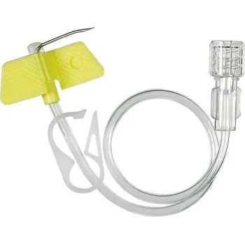 Zdravotnický materiál Jehla Huberova Polyperf 20G s křidélky, 17 mm, prodlužovací hadička bez ftalátů 25 cm, Luer Lock, 10 ks