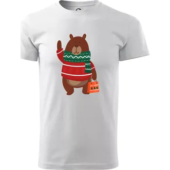 Pánské tričko Medvěd s dárkem - Triko extra velké (5-8XL) - 7XL ( Bílá )