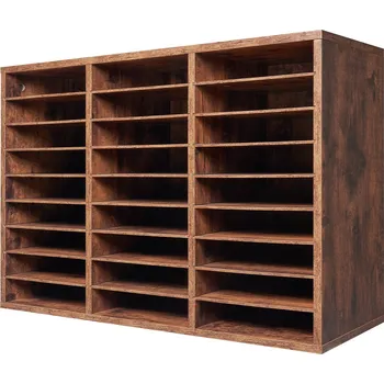 Vevor Organizér na dokumenty 27 přihrádek, odnímatelné police, tmavě hnědý