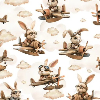 Zbytek - Bavlna premium NELA zajíček letec