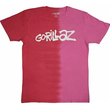 Pánská móda Gorillaz tričko, Two-Tone Brush Logo Wash Red, pánské S