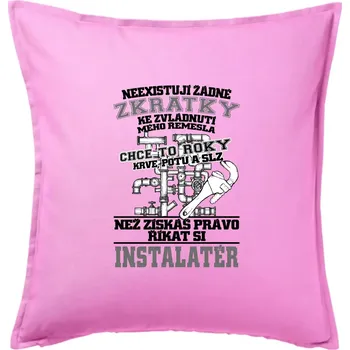 Polštář Instalatér zkratky - Polštář 50x50 - 50x50 - Pouze potah ( Růžová )