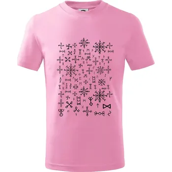 Vikingské runy - Tričko dětské bavlněné - 122 cm/6 let ( Růžová )