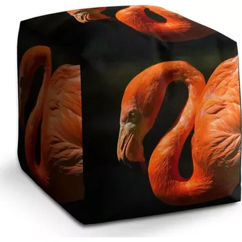 Taburet Sablio Taburet Cube Plameňák: 40x40x40 cm