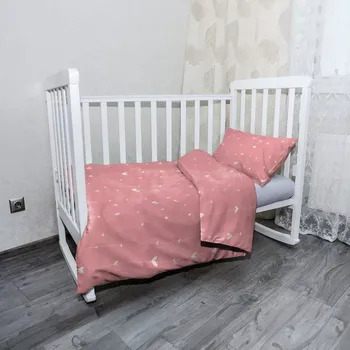 Povlečení Sablio Mikroplyšové dětské povlečení do postýlky Asymetrická srdíčka - 100x135 / 40x60