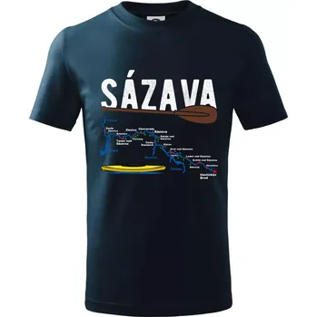 Chlapecké tričko Mapa řeky Sázavy - Tričko dětské bavlněné - 98 cm / 2 roky ( Námořní modrá (velmi tmavá - téměř černá) )