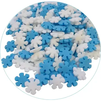 Jedlá dekorace na dort Floreal s.r.l. – Sněhové vločky bílé a modré 40g