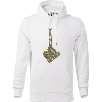 Pánská mikina 60 let na krku řetěz - Mikina pánská Cape s kapucí - 3XL ( Bílá )
