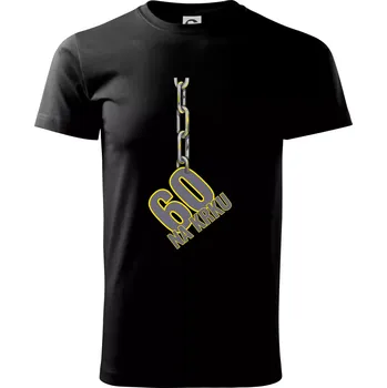 Pánské tričko 60 let na krku řetěz - Triko extra velké (5-8XL) - 6XL ( Černá )