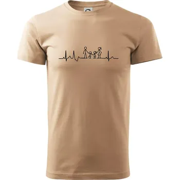 EKG rodina - kluk holka - Klasické pánské triko vyšší gramáže - L ( Písková )