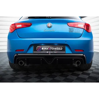 Karosérie Maxton Design vložka zadního nárazníku pro Alfa Romeo Giulietta Facelift, černý lesklý plast ABS, pro jednoduché koncovky na obou stranách