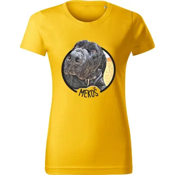 Dámské tričko se jménem a obrázkem vašeho psa. Žlutá M