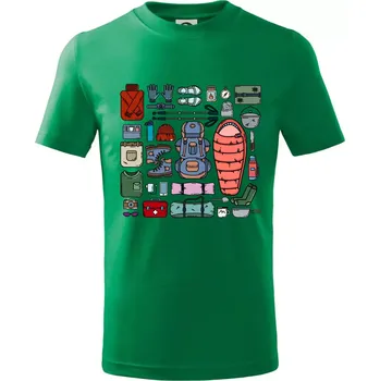 Co si sbalit na kempovani? - Tričko dětské bavlněné - 98 cm / 2 roky ( Středně zelená )