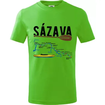Mapa řeky Sázavy - Tričko dětské bavlněné - 98 cm / 2 roky ( Apple Green )