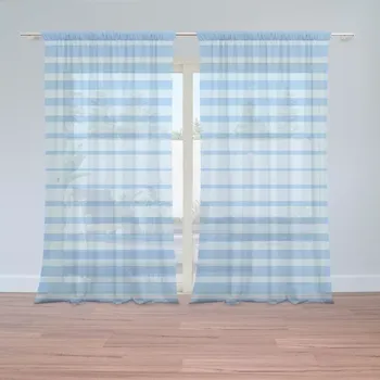 Záclona Sablio Záclony Světle modré pruhy: 2ks 150x250cm