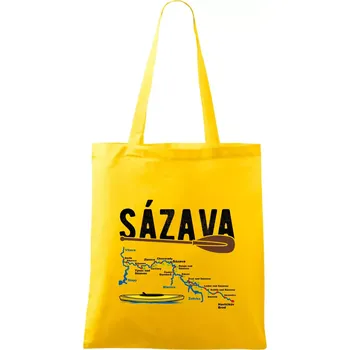Mapa řeky Sázavy - Taška bavlněná - 42 x 38 cm ( Žlutá )
