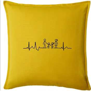 Polštář EKG rodina a dvě holky - Polštář 50x50 - 50x50 - Pouze potah ( Žlutá )