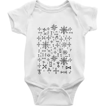 Kojenecký body Vikingské runy - Body kojenecké s krátkým rukávem - Krátký r. do 3 měs ( Bílá )