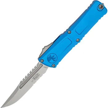 kapesní nůž Microtech COMBAT TROODON GEN III INTERCEPTOR STONEWASH ČÁSTEČNĚ ZOUBKOVANÝ MODRÝ SIGNATU