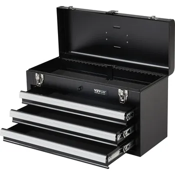 Vevor Kovový box na nářadí 20.5-inch, 3 zásuvky, kuličkové pojezdy, zámek