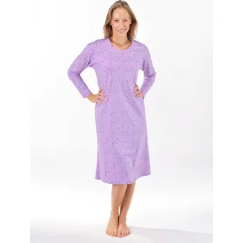 Dámská noční košile Dámská noční košilka 19173P dlouhý rukáv sv. fialová vel.XL - Gina